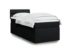 Cama Box Spring Con Colchón Tela Negro 100x200 Cm