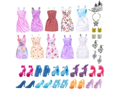 Ats-30pcs Ropa Y Accesorios Para Muñecas Conjunto De Ropa De Bebé Faldas Zapatos Joyería Para Niñas Cumpleaños