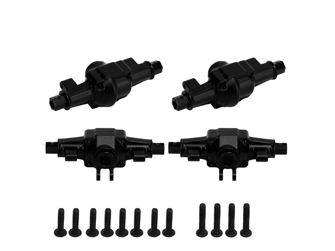 Mali conjunto de Carcacas de Eixo Dianteiro e Traseiro em Alumínio para Crawler Rc 1/24 Fcx24 6,2cm Preto
