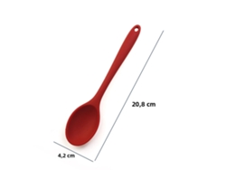 Cuchara de cocina de silicona suave con mango largo, cuchara sopera de silicona Mdug (roja)