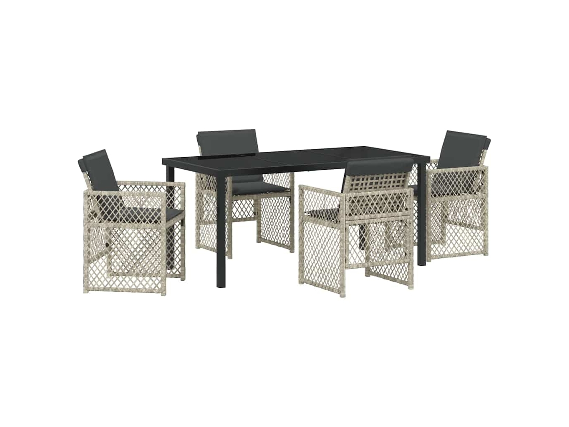 Conjunto De Comedor De Jardín 5 Uds | Mueble De Jardín Gris Claro Ratán Sintético