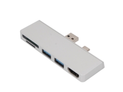 Hub Usb C 5 Em 2 Para Surface Pro 7 Com Hdmi 4k 30hz, 2 Portas Usb3.0 E Leitor De Cartões Prata