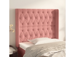 Cabecero Con Orejas De Terciopelo Rosa 103x16x118/128 Cm