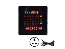 Reloj de pared digital Baok con memoria, apagado automático, alarma LED, calendario y enchufe de 100-240 V (estándar del Reino Unido).