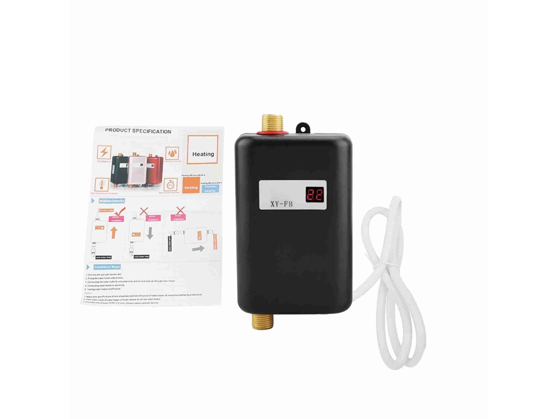 Calentador De Agua Eléctrico Instantáneo Sin Tanque, 3000w, Mini, Para Baño Y Cocina, Color Negro.