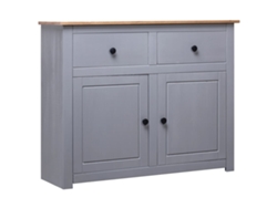 Aparador De Madera Maciza Pino Estilo Panamá Gris 93x40x80 Cm