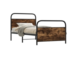 Estructura De Cama Sin Colchón 100x200 Cm Madera Roble Ahumado