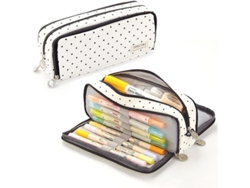Estuche Para Lápices De Gran Capacidad Con 3 Compartimentos Y Doble Ventana (ame Star)