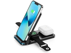 Cargador Inalámbrico 3 En 1, Plegable, Estación De Carga Rápida Inalámbrica Para Iphone 15/14/13/12/11/xs/xr/x/8 (negro)