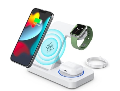 Cargador Auto CHRONUS WXCD-221025-1FM Wireless (iPhone/AirPods/Apple Watch - 15W - Blanco)