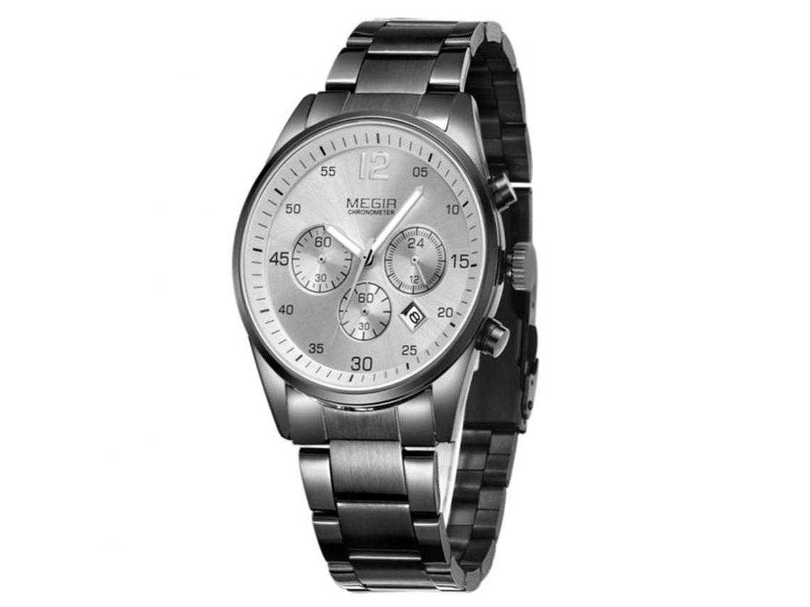 Reloj De Pulsera Analógico De Quartzo Para Hombre Megir Con Dial Redondo Y Correa Negra