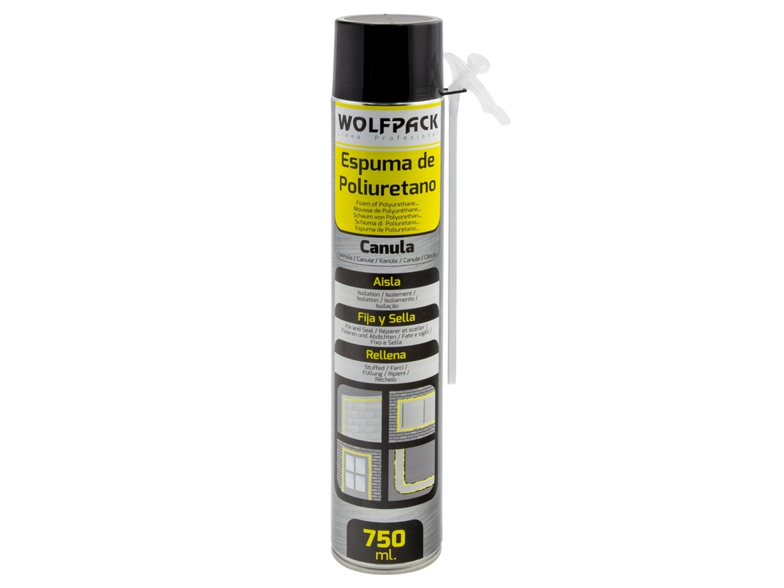 Espuma Poliuretano 750 ml. Con Canula WOLFPACK LINEA PROFESIONAL