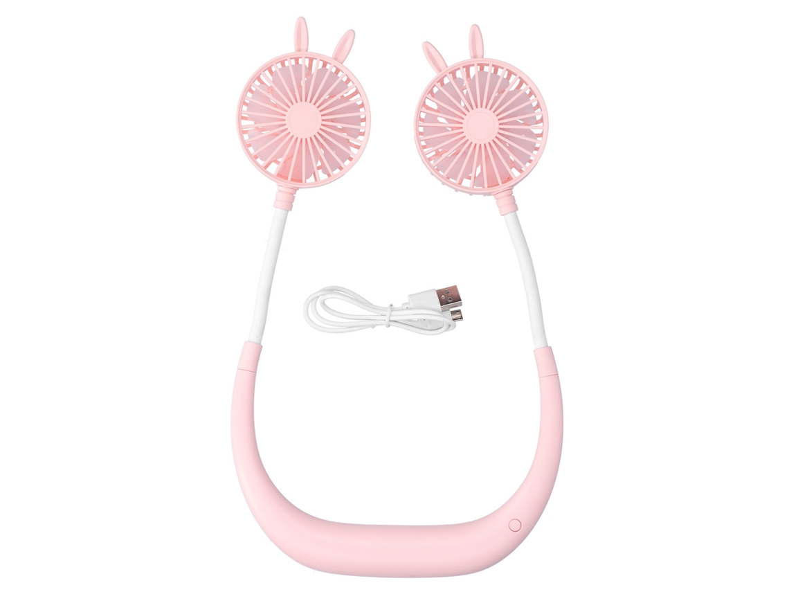 Ventilador De Pescoço Portátil Usb Recarregável Resfriador Vestível Para Exterior Academia Viagem Rosa