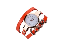 Reloj De Pulsera De Cuarzo De Aleación Multicapa De Estilo Étnico Para Mujer - Naranja