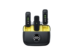 Micrófono De Solapa 2 En 1 Con Reducción De Ruido Inalámbrica Para Entrevistas En Vivo Y Vlogs Compatible Con Android Y Apple (Amarillo) CUICH