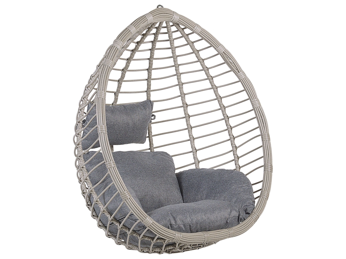 Silla colgante BELIANI Tollo de Ratán sintético Gris 106x74x116