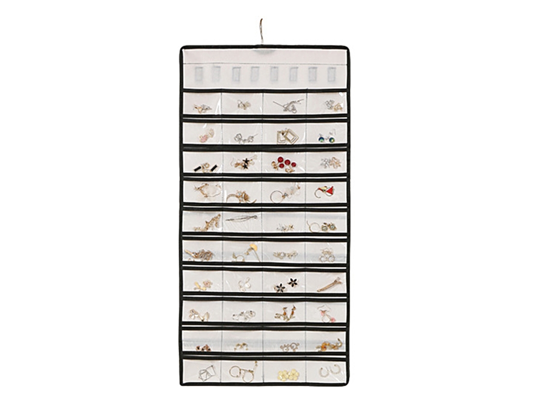 Organizador Joyas Colgar Gancho Giratorio Cremallera Seguridad RNEMITERY Blanco (43x21x3cm)