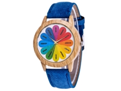 Reloj De Pulsera Unisex Zhoulianfa, Estampado Arcoíris, Correa De Mezclilla Azul.