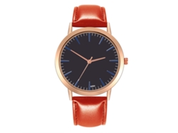 Elegante Reloj De Pulsera De Cuarzo Con Correa De Cuero Para Hombre Y Mujer (rojo)