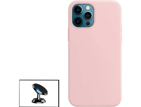 Kit Soporte Magnético de Coche y Funda Silicona Liquida Apple iPhone 13 Pro Max PHONECARE Rosa