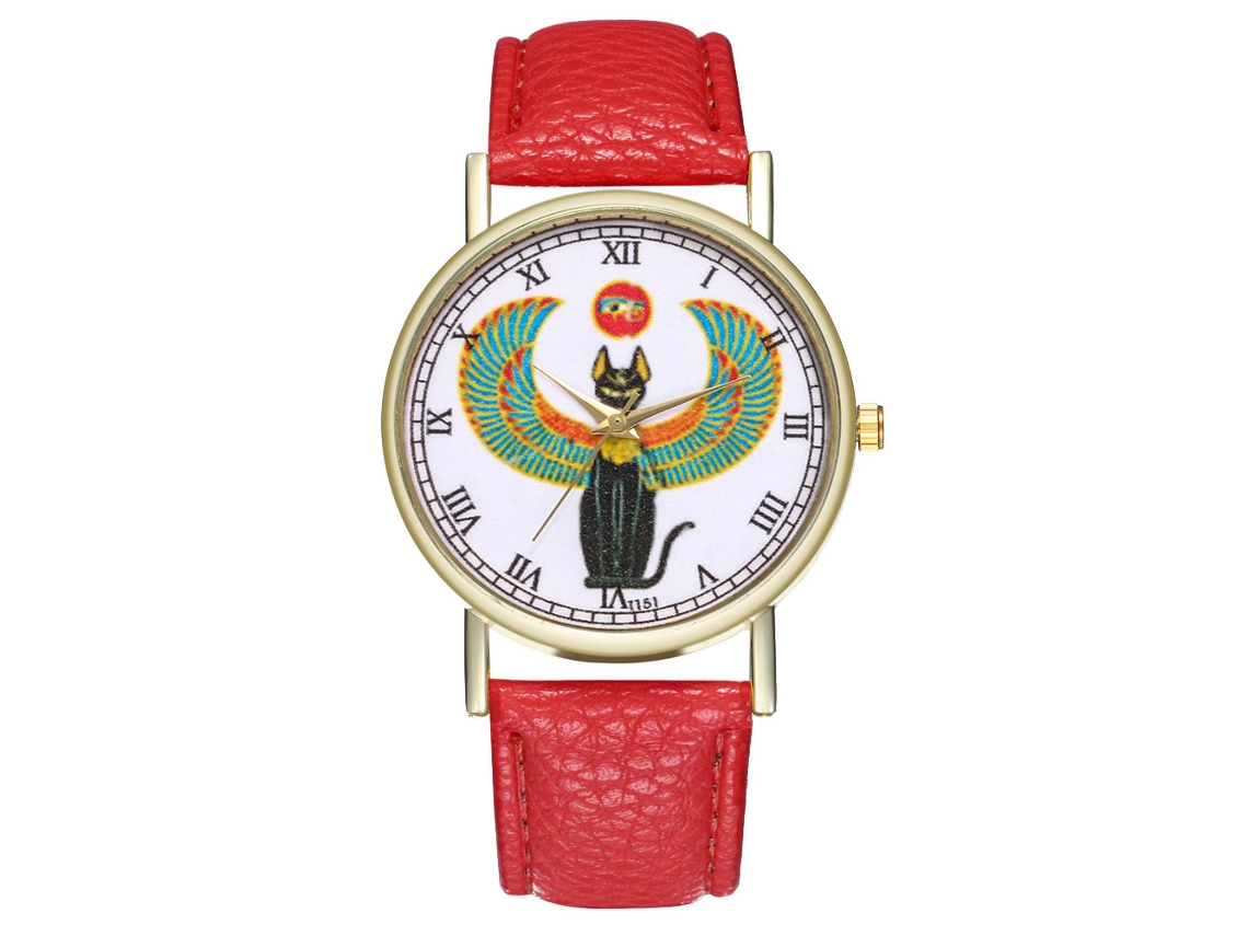 Reloj Analógico De Cuarzo Unisex Con Correa De Pu, Estilo Clásico Y Moderno (rojo)