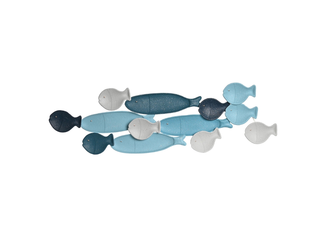 Decoración de Pared DKD Home Decor Azul Metal Blanco Mediterráneo Peces (105 x 5 x 31 cm)