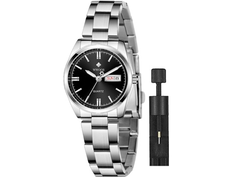 VEANXIN Relojes de pulsera con pulsera de acero inoxidable plateado para mujer-Azul