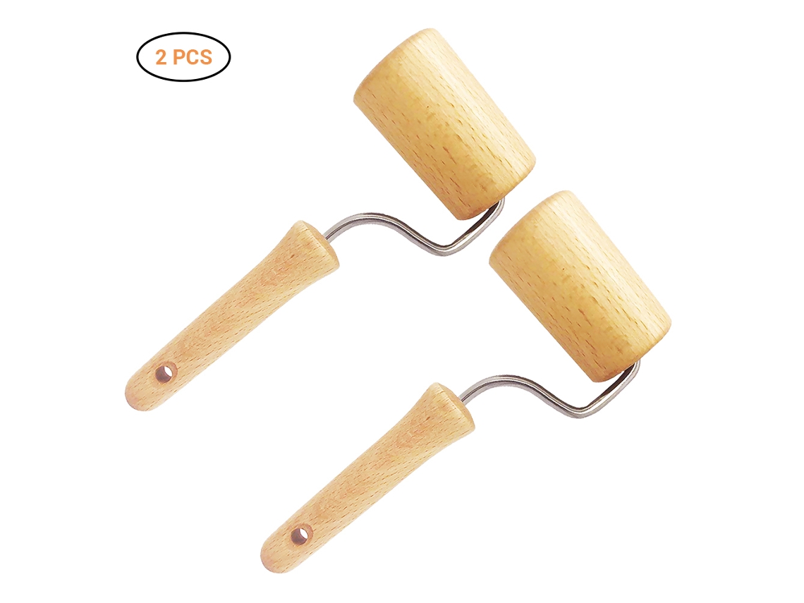 2 Piezas Herramienta De Rodillo De Madera Para Pintura 5d Accesorios Diy Para Pintura Adhesión Fuerte