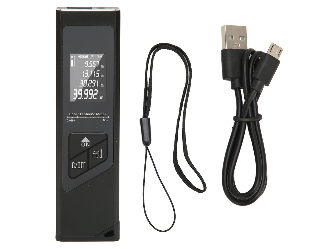 Telémetro Láser Con Pantalla Lcd Retroiluminada De 40 M, Alta Precisión, Carga Rápida Usb, Medidor Digital.