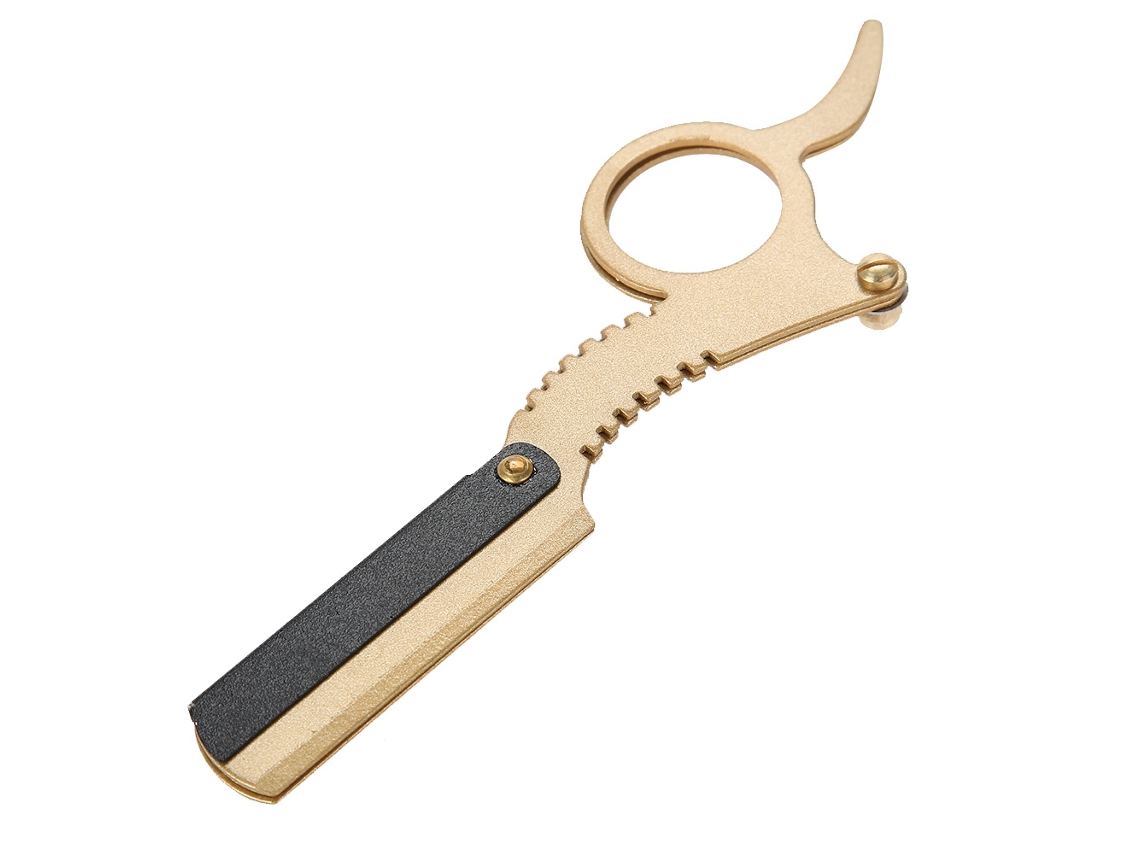 Cuchilla Recta Manual Para Hombre De Acero Inoxidable, Forma De Pulgar, Afeitado Seguro, Color Amarillo