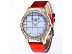 Reloj De Pulsera Analógico De Cuarzo Para Mujer Con Correa De Pu, Esfera Grande Con Cristal Rojo.