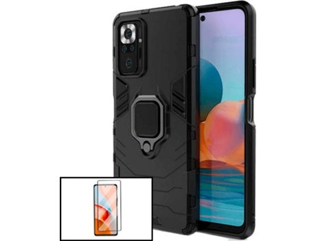Kit Protector de Cristal Templado 5D Full Cover y Funda 3X1 Military Defender Xiaomi Redmi Note 10 Pro+ PHONECARE Negro