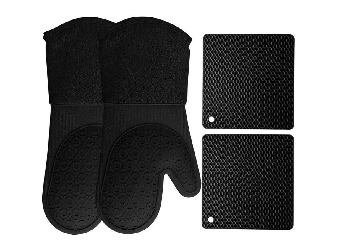 2026da-set De 4 Guantes De Horno Y Posavasos De Silicona Resistente Al Calor Antideslizante Para Cocina