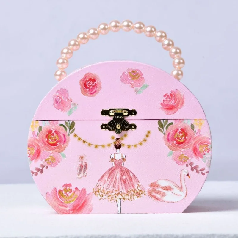 Caja De Música Y Joyero Con Forma De Mariposa De Ballet Semicircular Irregular (rosa) En Rosa Y Amarillo.