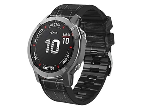 Correa para Garmin Fenix 7/6/5 Correa de reloj de cuero de silicona con textura de cocodrilo negra VENISYMLIS