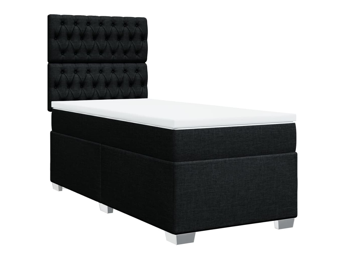 Maison Exclusive - Cama Box Spring Con Colchón Tela Negro 90x190 Cm