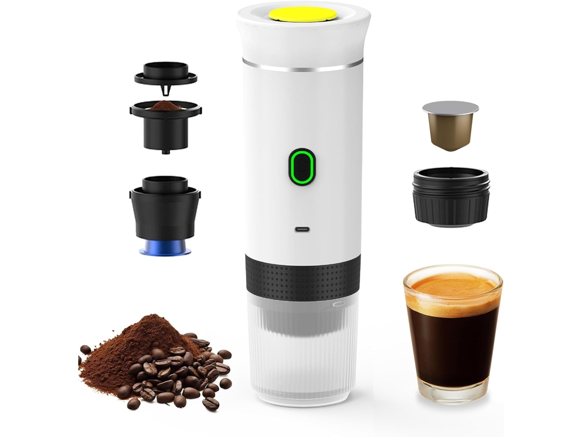 Cafetera Eléctrica Portátil 3 En 1, Cafetera Espresso De Cápsulas Con Un Solo Botón, Autocalentamiento Rápido, Color Blanco GERTIZ