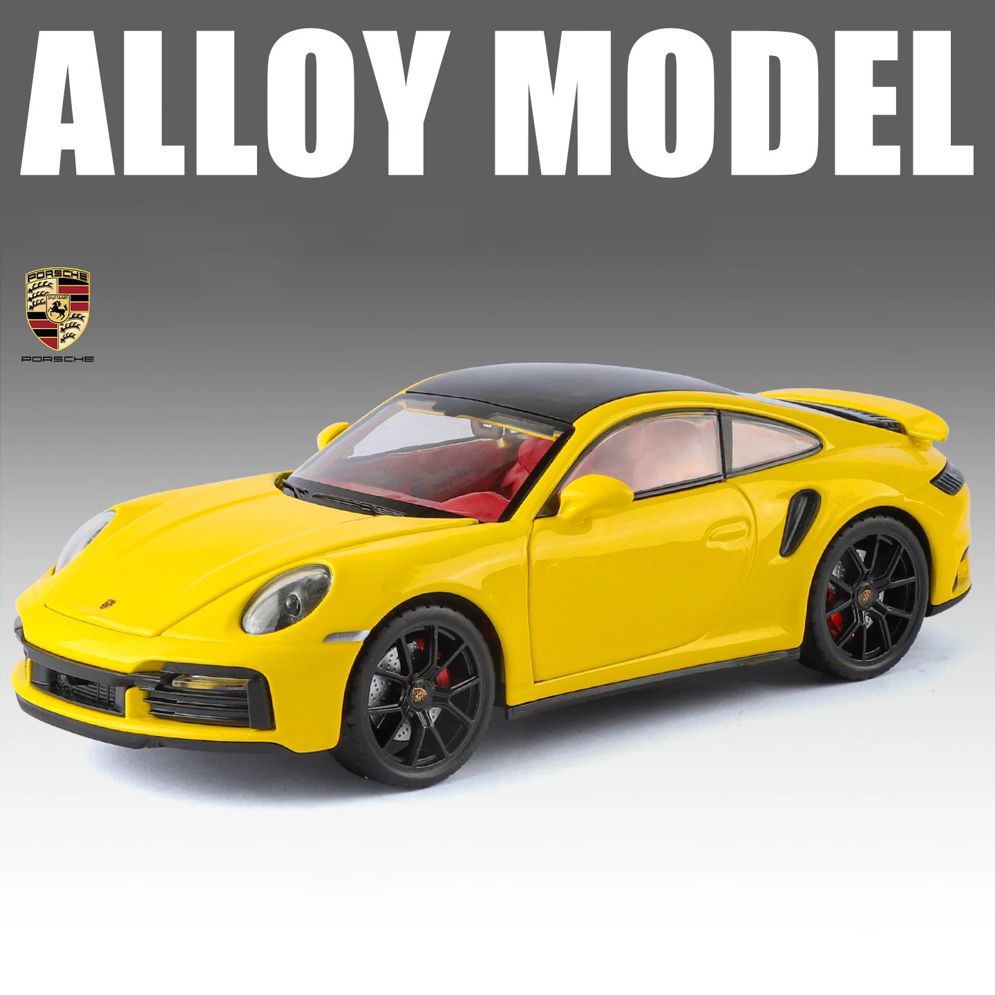 (amarelo) Miniatura De Carro Supercarro Em Liga Metálica, Modelo De Carro Fundido Com Efeitos De Som E Luz.