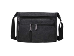 Bolso bandolera informal con cremallera para hombre, ideal para viajes; maletín negro para hombre.