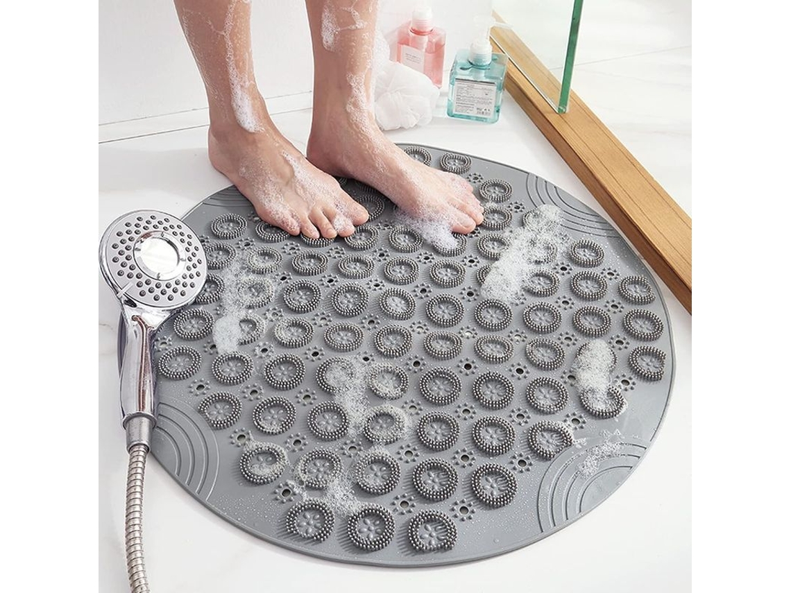 2026-tapete Antideslizante Redondo De 55cm Para Baño, Succión Y Secado Rápido Con Masaje Plantar