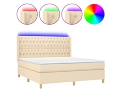 Maison Exclusive - Cama Box Spring Colchón Y Luces Led Tela Crema 160x200 Cm