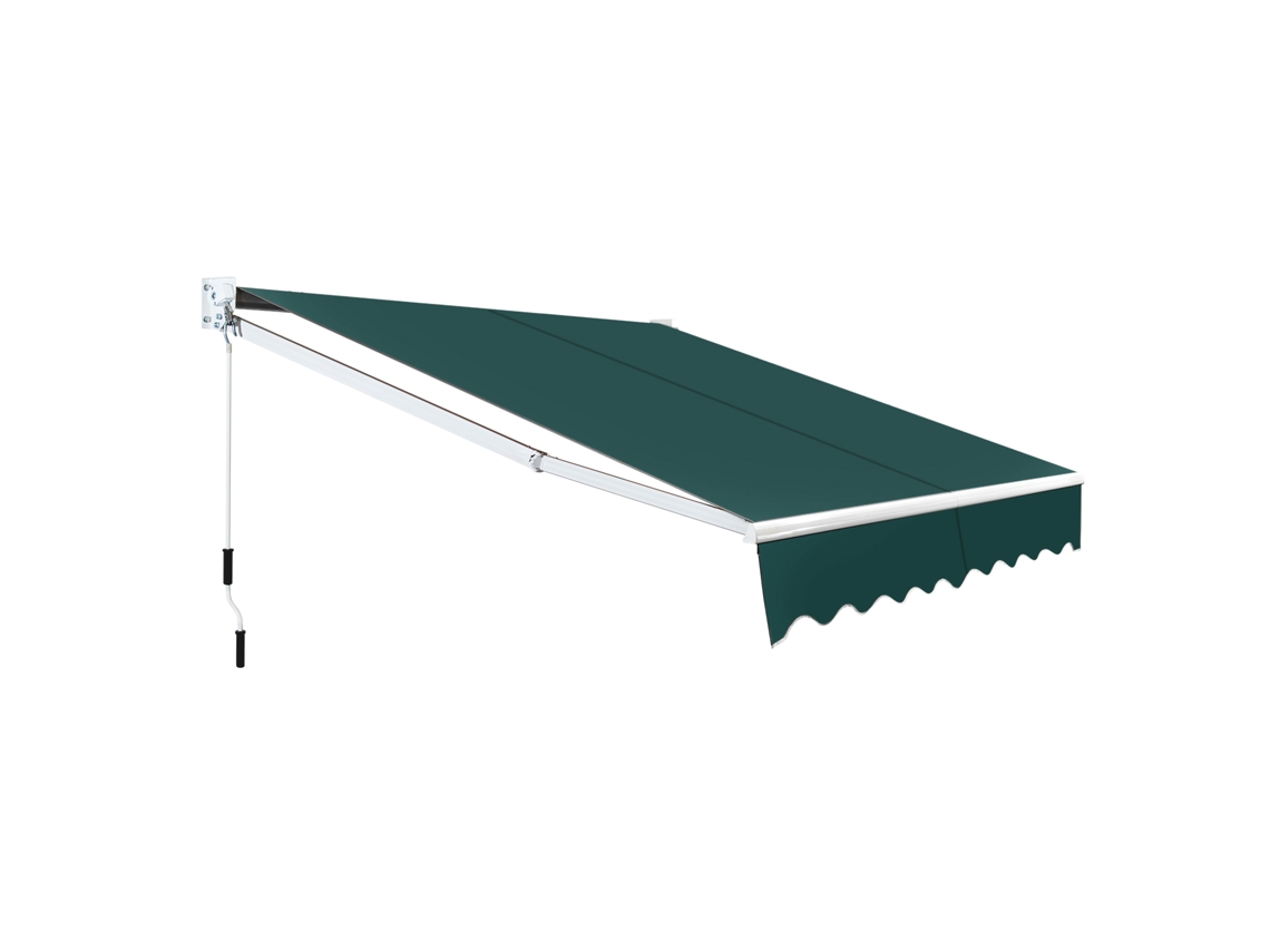 Toldo Manual Retráctil Plegable Costway Impermeable (2,45 X 2 M - Poliéster - Verde)
