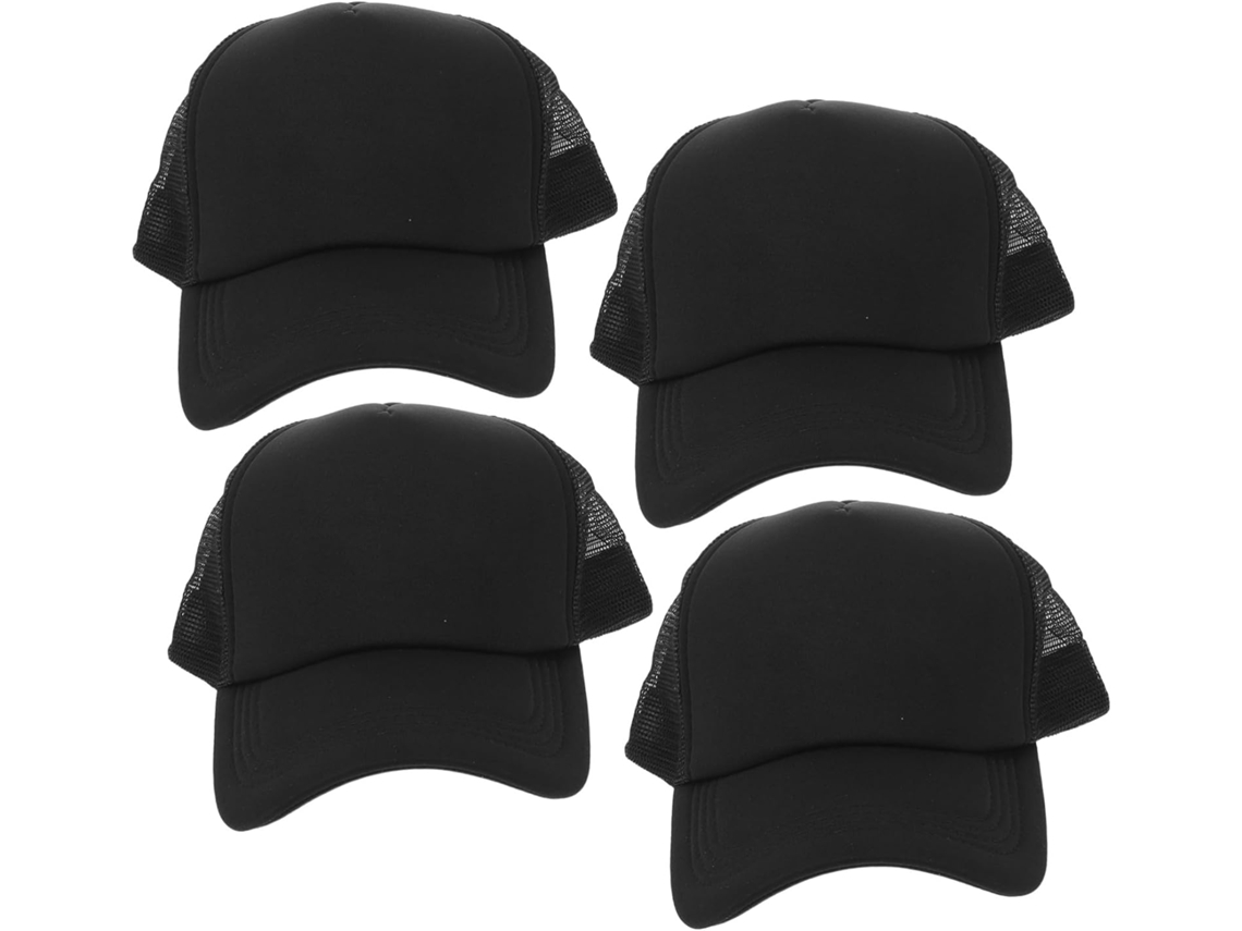 Juego De 4 Gorras De Béisbol Ajustables, De Malla De Poliéster Lisa Con Visera Solar, Ligeras.