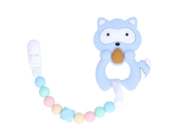 Mali brinquedo de Dentição para Bebê Silicone de Alimentação Anel com Corrente Desenho Animado Azul