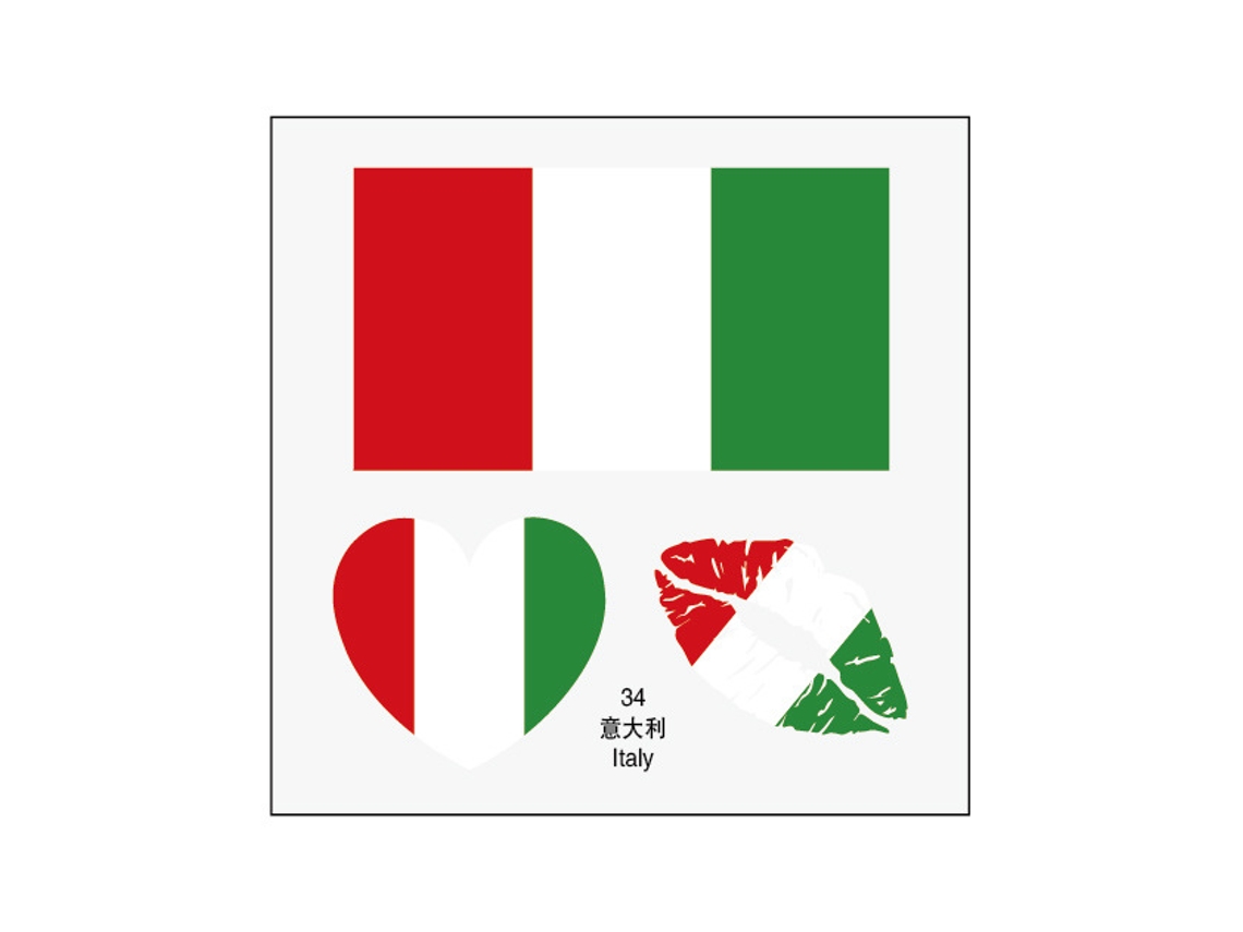 (italia) 50 Tatuajes Temporales Con La Bandera Italiana, Pegatinas Faciales Transferibles Al Agua