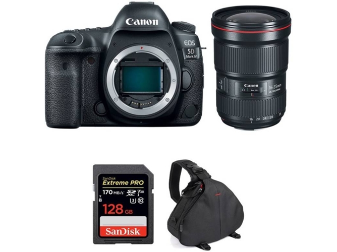 Kit Cámara CANON EOS 5D Mark IV + EF 16-35mm f/2.8L III USM + SanDisk 128 GB + Bolsa (Full-Frame)
