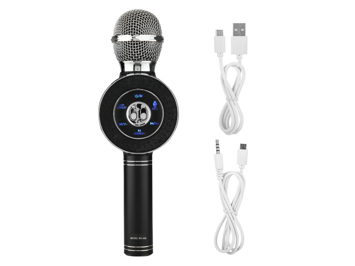 Micrófono Inalámbrico De Karaoke Bluetooth Parlante Usb Para Teléfonos Móviles Ktv Doméstico Negro