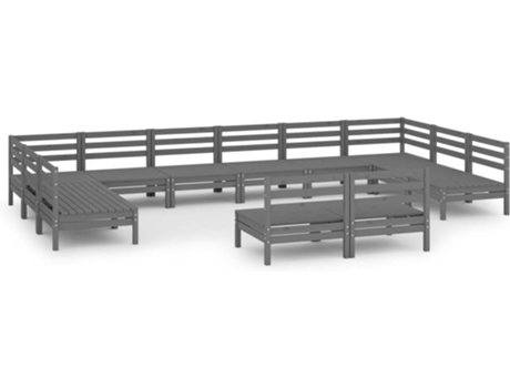Conjunto 12 de muebles de jardín VIDAXL madera maciza de pino gris
