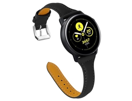 Correa de piel auténtica 20mm para Samsung Galaxy Watch Active/Active 2/Gear S3 Classic/S3 Frontier/Huami Amazfit Youth Edition/Sport Edition - negro
