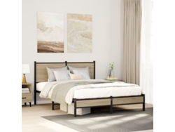 Estructura De Cama Sin Colchón Metal Roble Sonoma 150x200 Cm